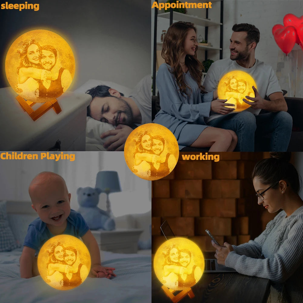 3D Printing Moon Lamp – Personalized Photo & Text Custom Night Light for Birthday, Mother’s Day & Valentine’s Gifts - Image 4
