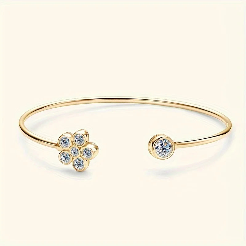 S925 Silver Moissanite Flower Bracelet – 1.1CT Gemstone Jewelry for Men & Women - Image 2