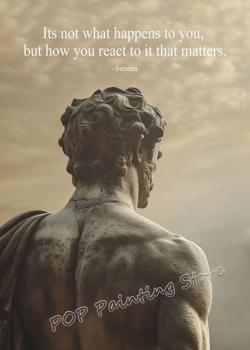 Stoic Wisdom Philosophical Quote Poster – Minimalist Greek Sculpture Canvas Wall Art - Image 19