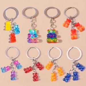 Cute 3D Dazzling Bear Keychain – Sparkling Animal Pendant for Car Keys & Handbags