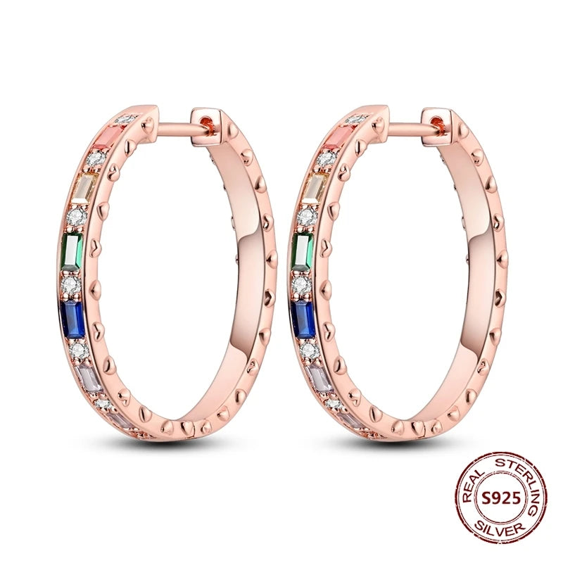 Rose Gold Star & Moon Hoop Earrings – 925 Sterling Silver Dangle Jewelry for Women - Image 19