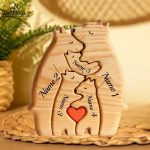 Art Wooden Bear Family Puzzle – Personalized Name Home Decor Gift