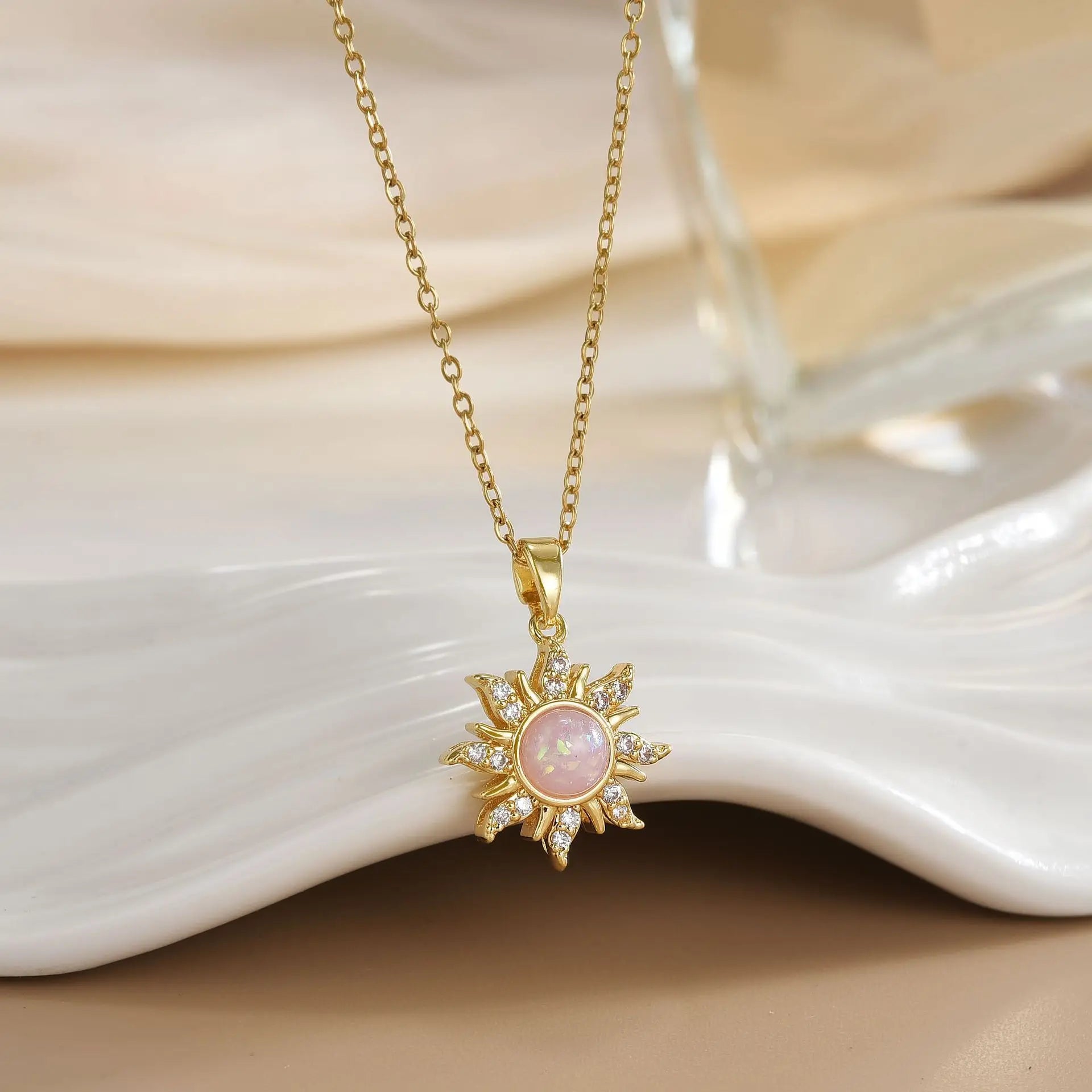 Rapunzel Sun Necklace – Gold-Plated Sun & Moon Pendant with Stainless Steel Chain