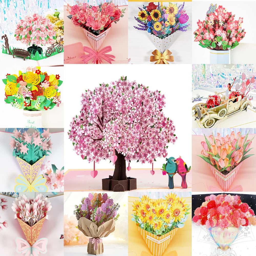3D Pop-Up Flower Greeting Cards – Handmade Cards for All Occasions