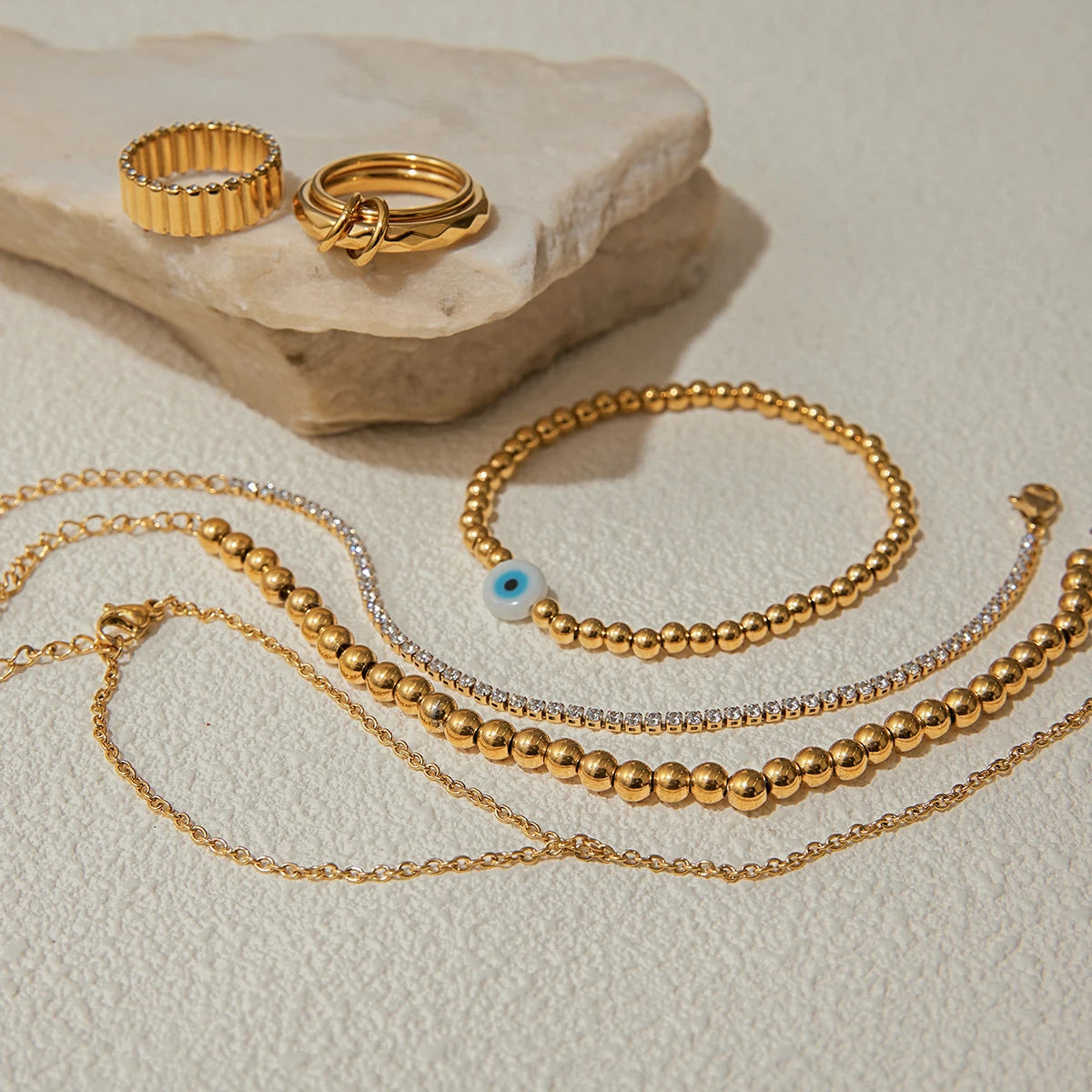 Uworld Stainless Steel Finger Bracelet & Stackable Ring – Fashion Jewelry Gift for Her - Image 6