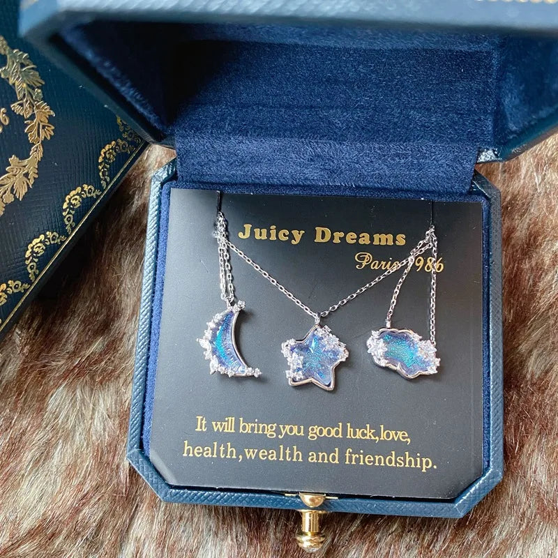 2023 Cute Star & Moon Sugar Necklace – Color-Changing Cloud Collarbone Chain for Women - Image 2