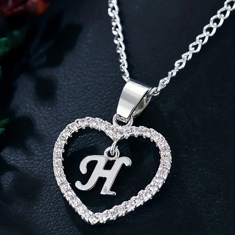 Bohemian Style Heart-Shaped Letter Pendant Necklace - Image 7