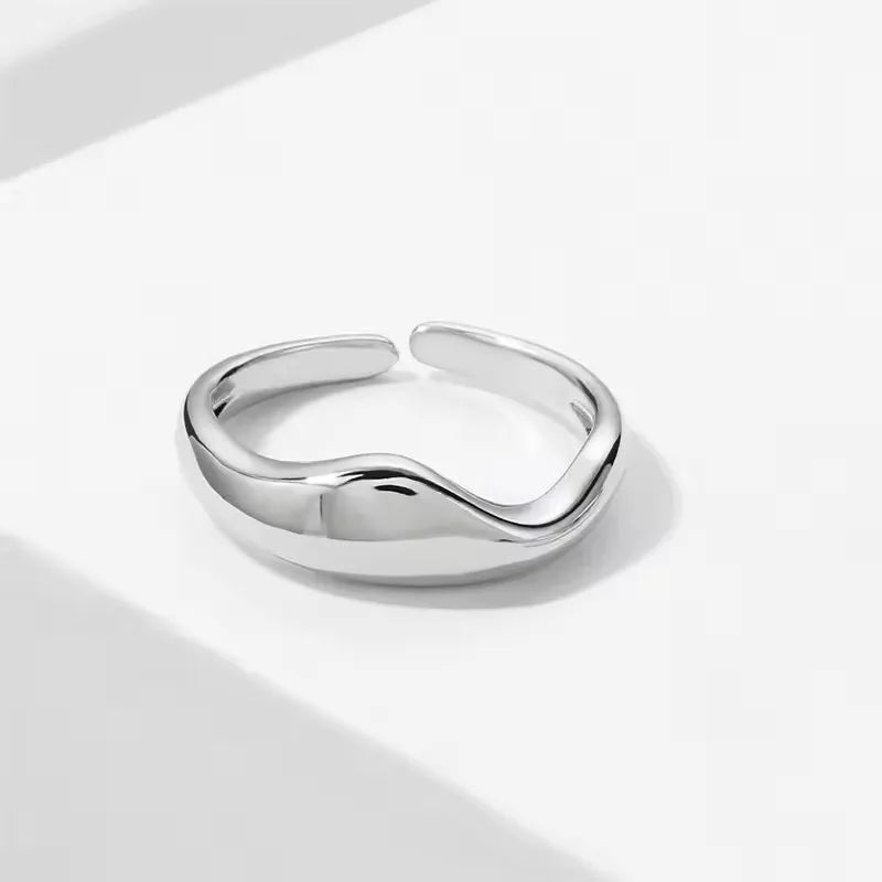 VENTFILLE 925 Sterling Silver Wave Ring – Irregular Golden Stackable Adjustable Ring for Women - Image 25