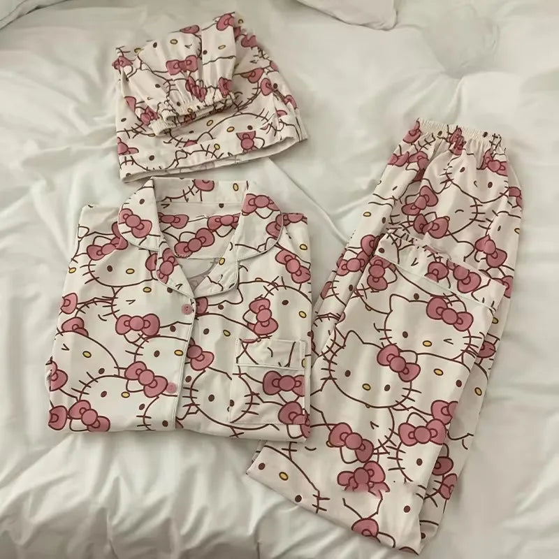 Sanrio Hello Kitty Pajama Set – Kawaii Anime Sleepwear for Girls (Long & Short Options) - Image 3