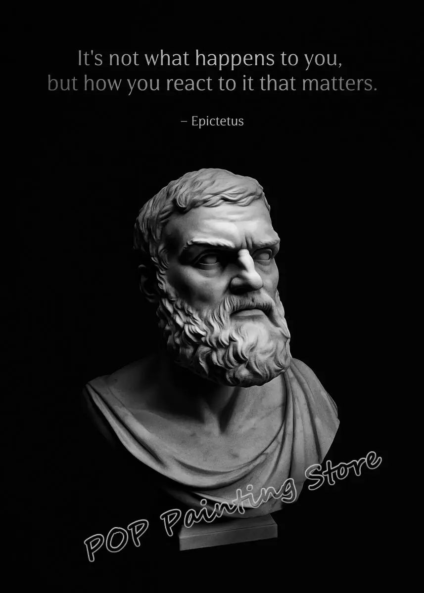 Stoic Wisdom Philosophical Quote Poster – Minimalist Greek Sculpture Canvas Wall Art - Image 29