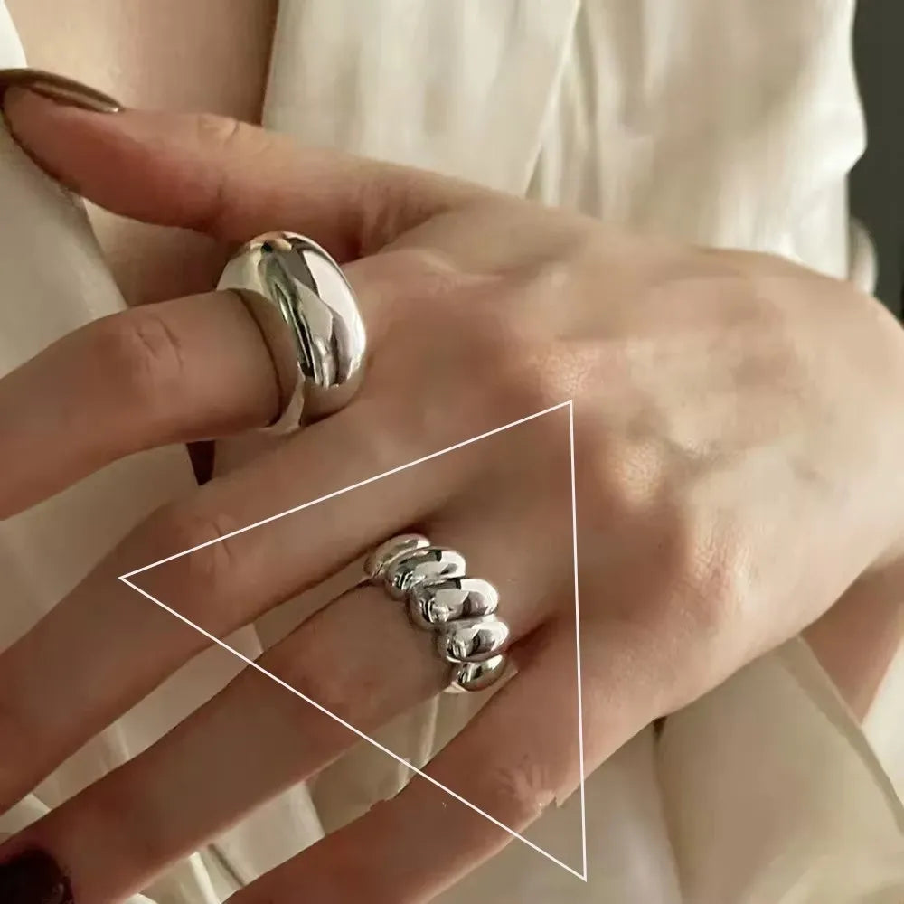 VENTFILLE 925 Sterling Silver Wave Ring – Irregular Golden Stackable Adjustable Ring for Women - Image 66