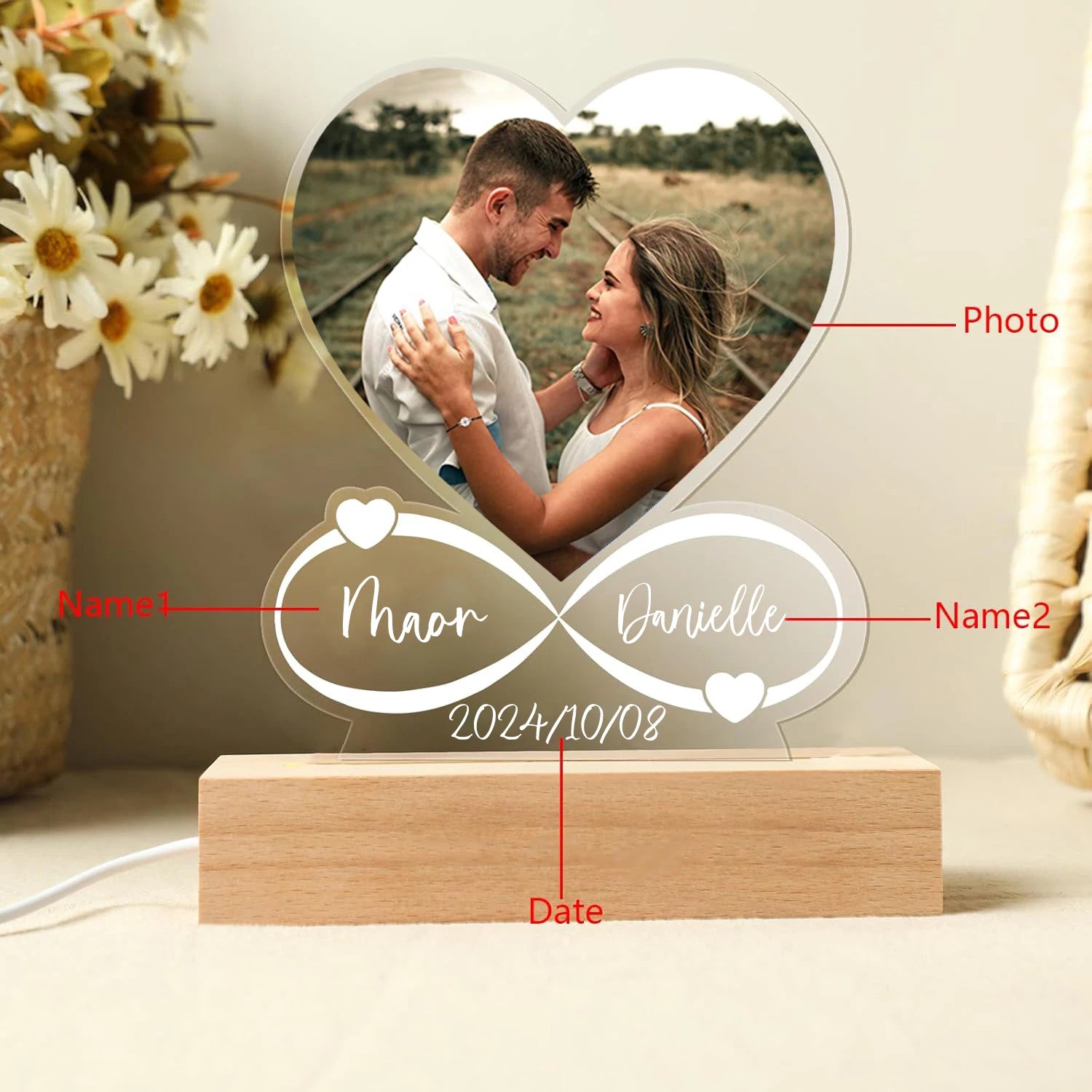 Custom Photo Love Frame – Personalized Acrylic Plaque Gift for Couples, Anniversary & Valentine’s Day - Image 2