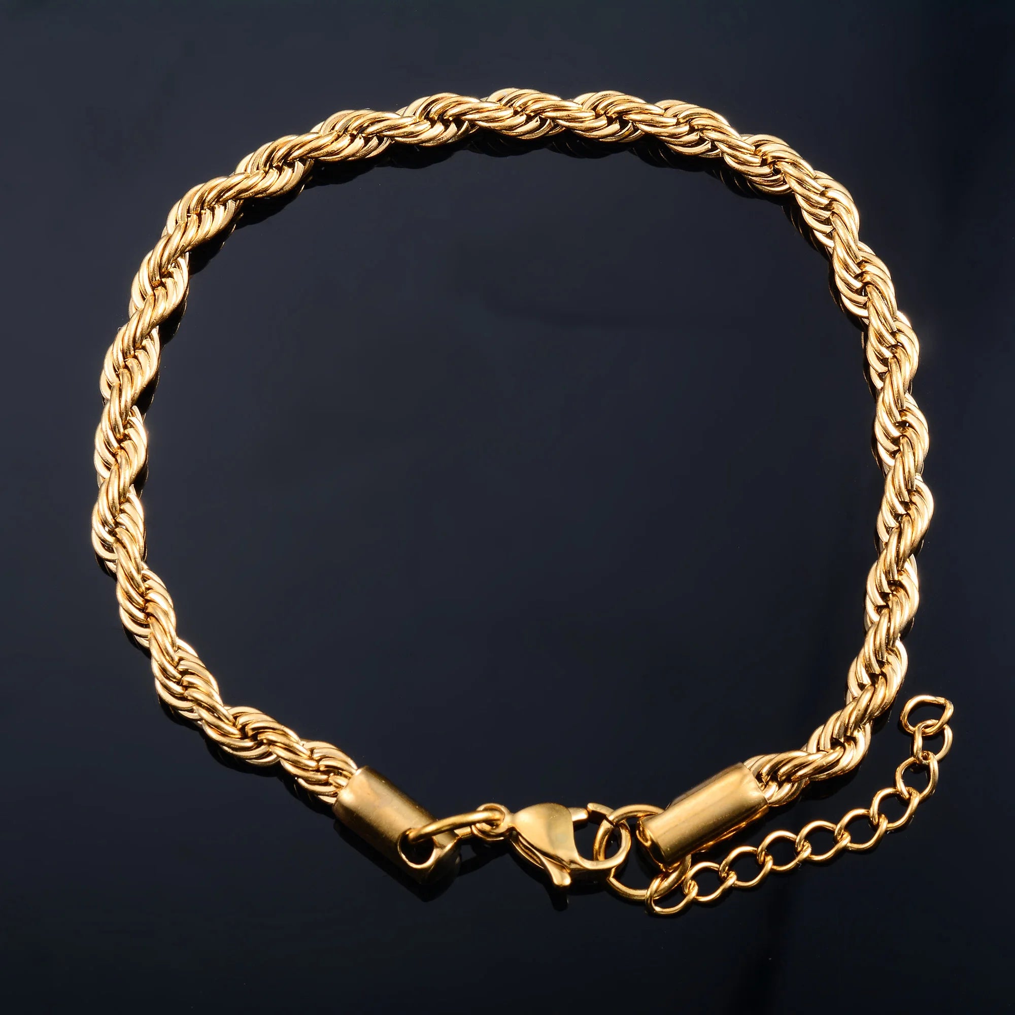Men’s Stainless Steel Rope Chain Bracelet & Women’s Hand Bangle - Image 2