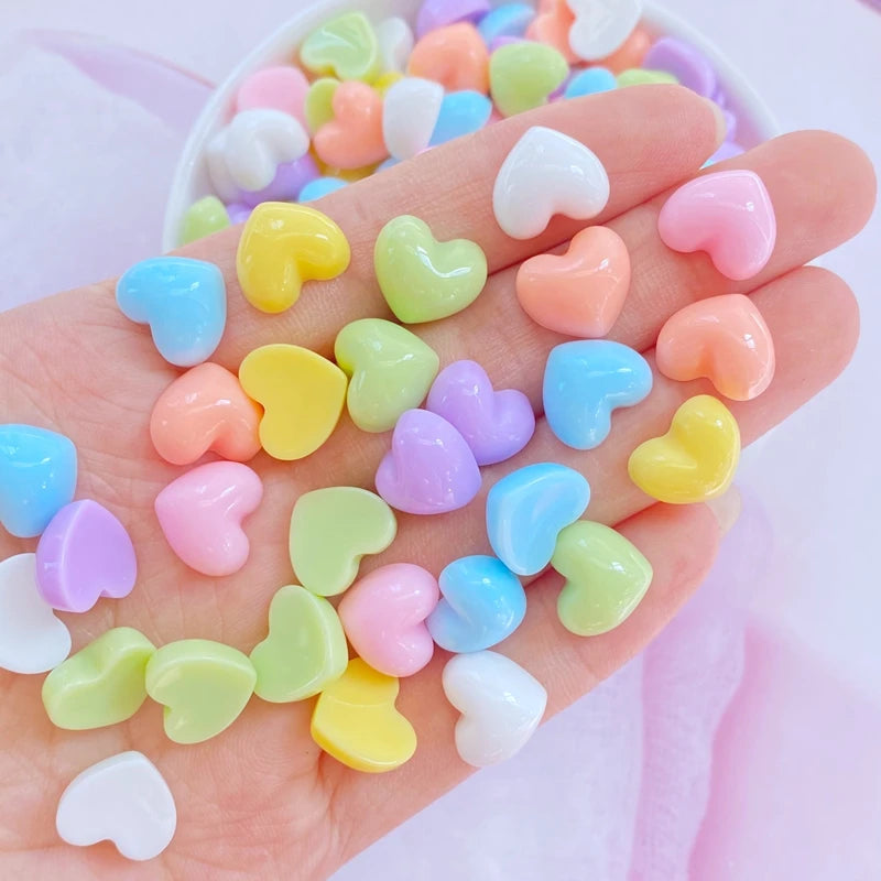 30Pcs Cute Mini Heart-Shaped Resin Figurines – Flatback Cabochons for Crafts & Accessories - Image 3