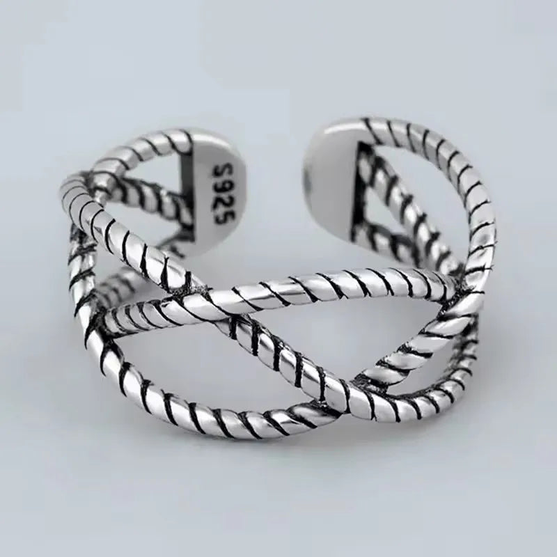 VENTFILLE 925 Sterling Silver Wave Ring – Irregular Golden Stackable Adjustable Ring for Women - Image 29