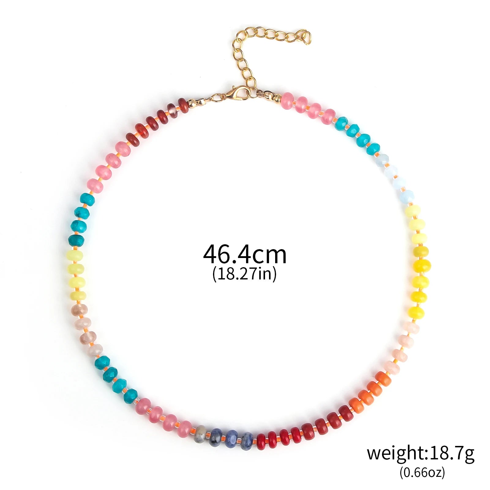 Colorful Rainbow Stone Beaded Choker – Summer Boho Beach Necklace for Women & Girls - Image 6