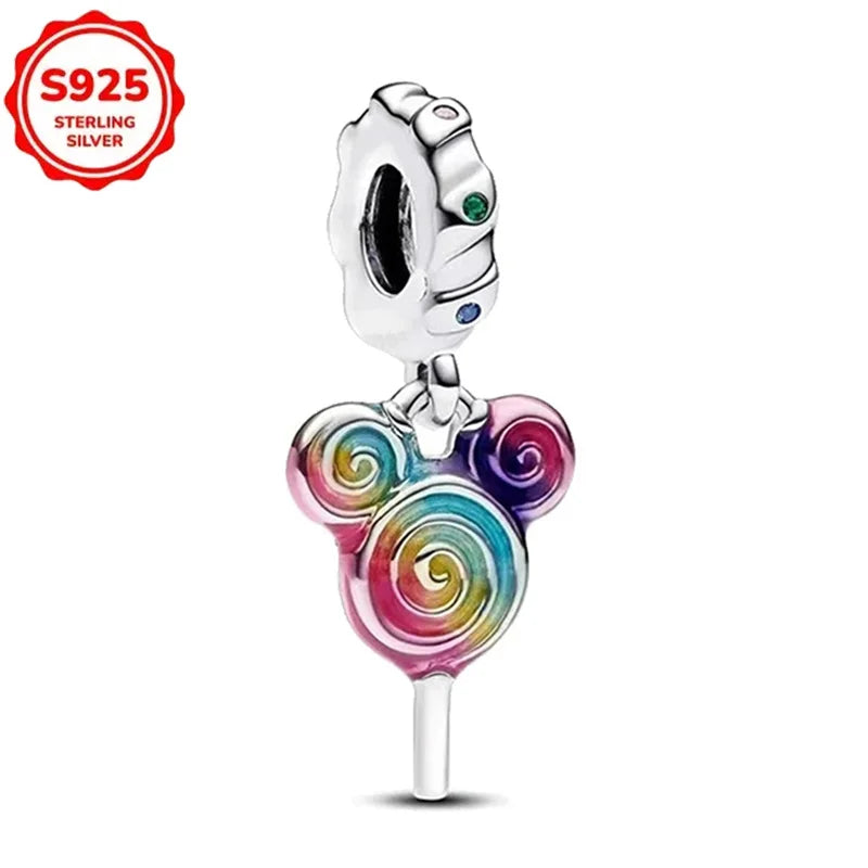 Disney 925 Sterling Silver Beads – Mickey, Stitch, Princess, Cinderella Charms for DIY Bracelets - Image 60