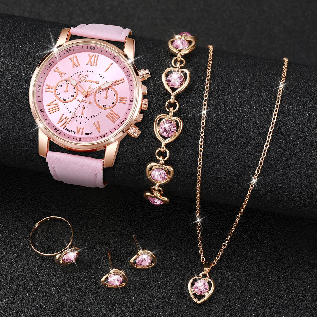 5/6PC Fashion Women's Quartz Watch & Jewelry Set - Image 10