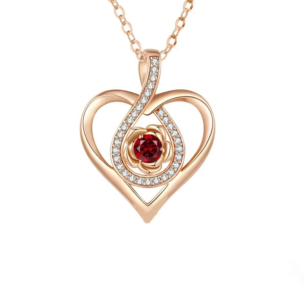 Luxury Red Zircon Pendant Necklace with Rose Flower Gift Box - Image 16
