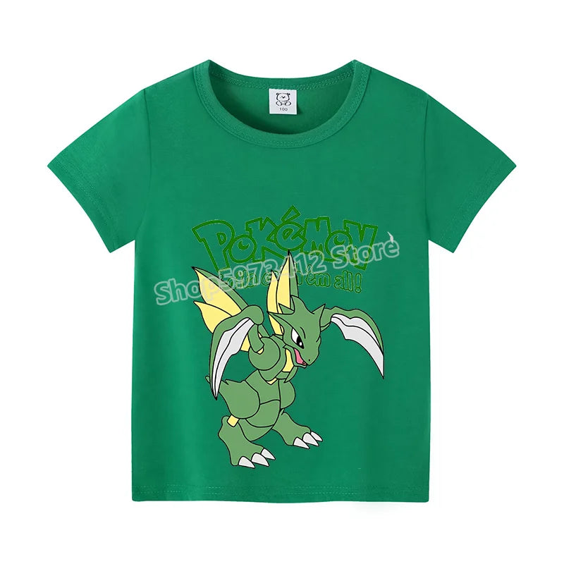 Pikachu Kids T-Shirt – Pokémon Summer Short Sleeve Tee with Lucario & Greninja Design - Image 22