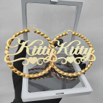 DHQH Name Twist Hoop Earrings – 18K Gold Personalized Custom Name Jewelry for Her