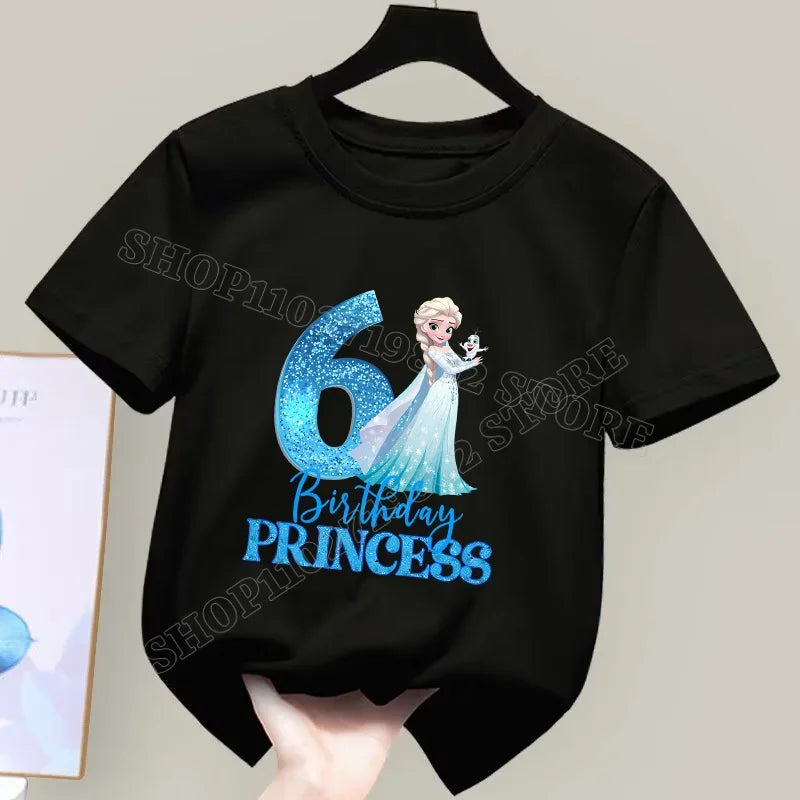 Frozen Elsa Birthday T-Shirt – Cute Cotton Tee for Girls Ages 1–9 - Image 9