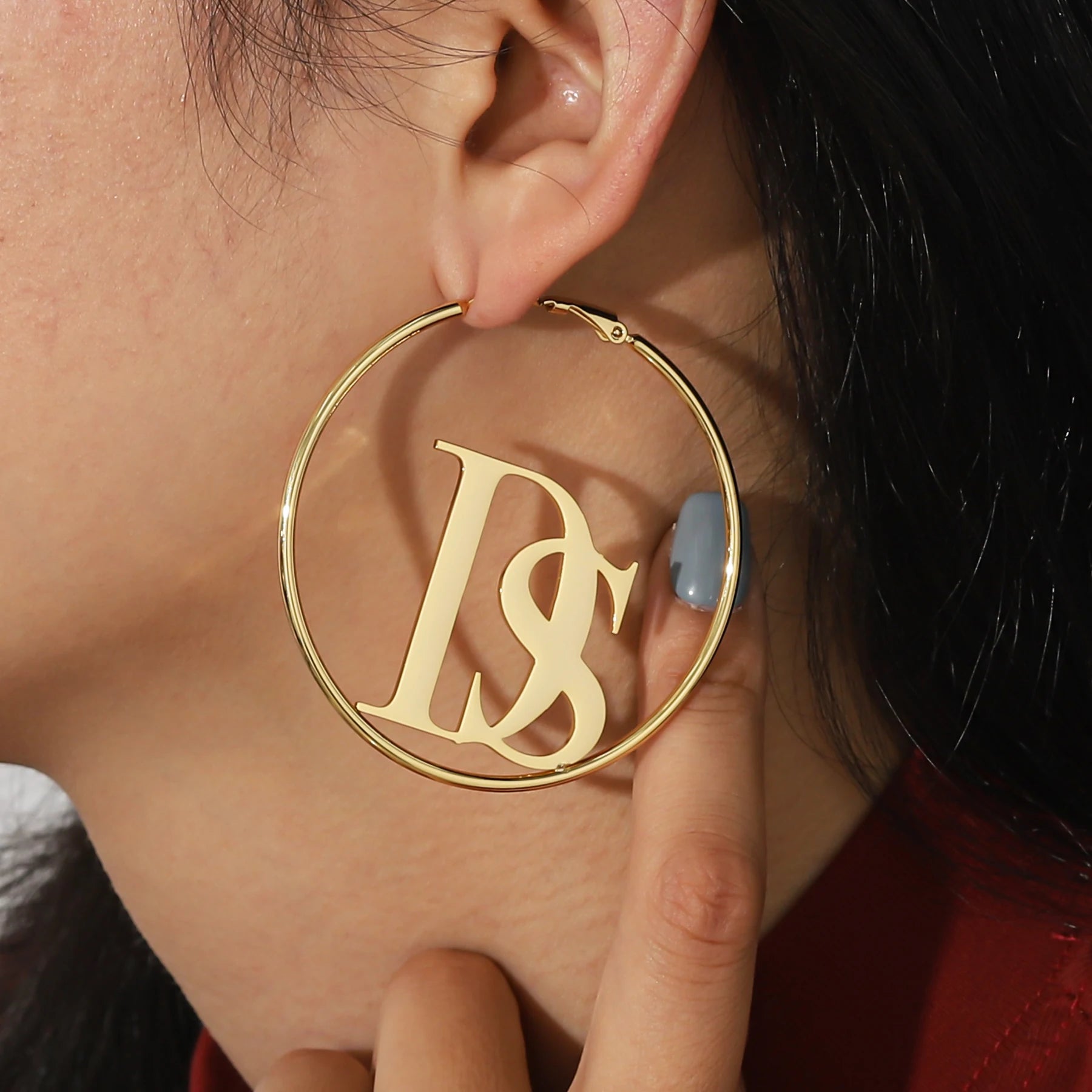 Custom Letter Earrings – Personalized Name Hoop Earrings for Women - Image 4