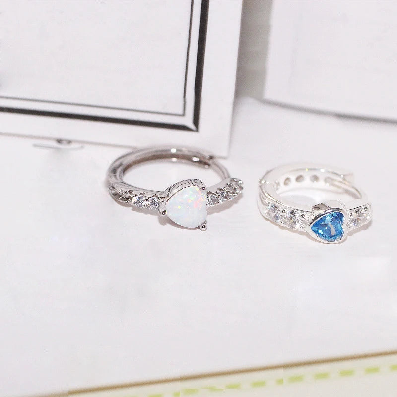 1pc Love Heart Ear Buckle – 2000s Aesthetic Y2K Opal & Zircon Hoop Earring - Image 6