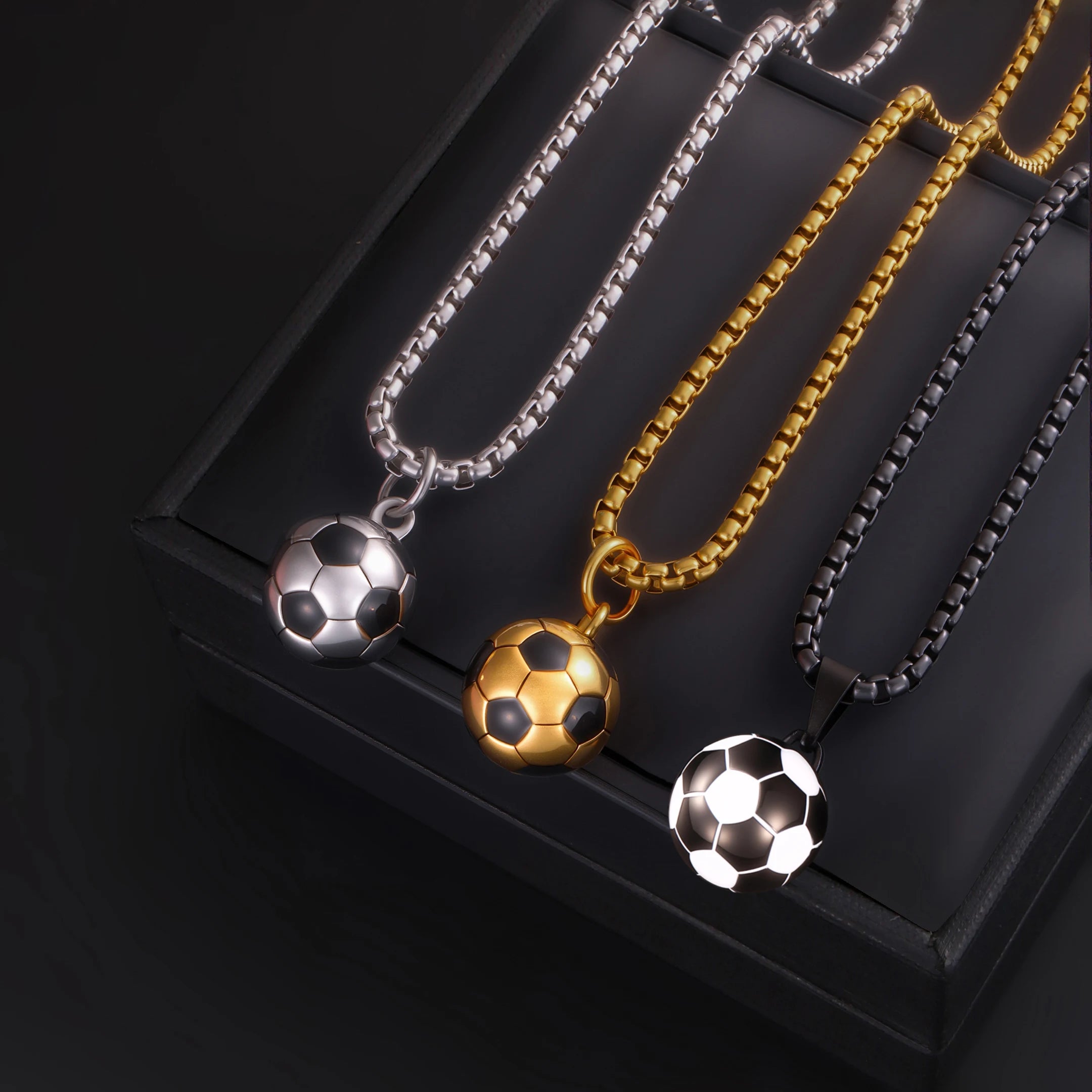 Fashion Sporty Stainless Steel Football Necklace – Enamel Soccer Pendant for Men - Image 2
