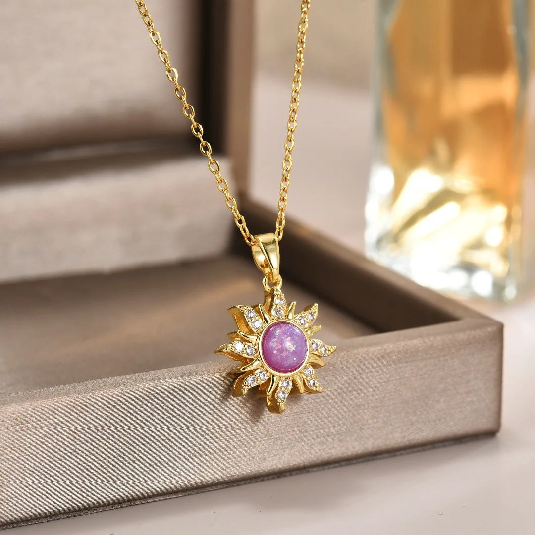 Rapunzel Sun Necklace – Gold-Plated Sun & Moon Pendant with Stainless Steel Chain - Image 4
