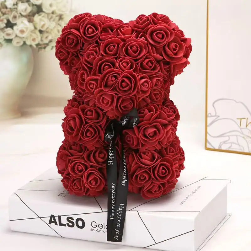 25cm Artificial Teddy Rose Flower Bear with Box – Romantic Valentine’s Day Gift - Image 8
