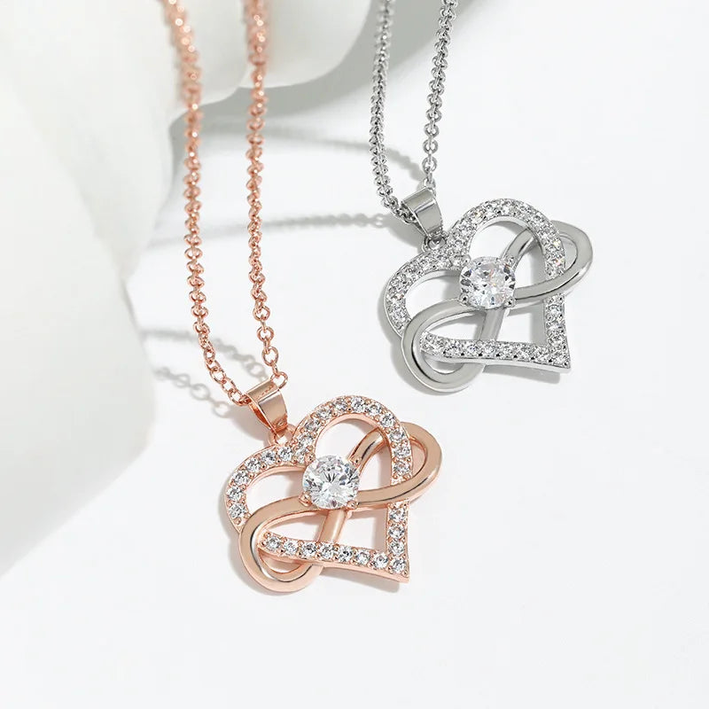 Luxury Infinity Love Heart Zircon Pendant Necklace – Romantic Gift for Her (2025 New) - Image 4