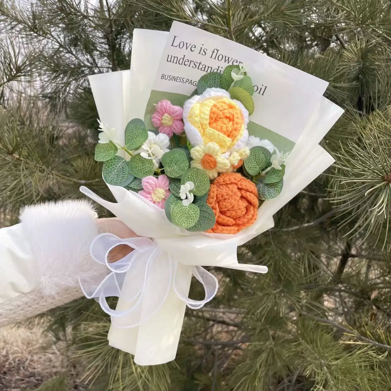 Finished Knitted Flowers Sunflowers Crochet Bouquet - Image 30