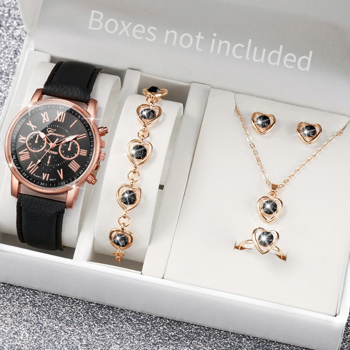 5/6PC Fashion Women's Quartz Watch & Jewelry Set - Image 7