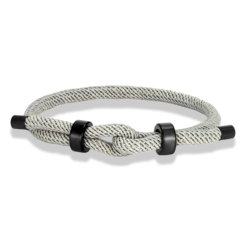 MKENDN Adjustable Knot Rope Bracelet – Black Stainless Steel Charm Bangle for Men - Image 18