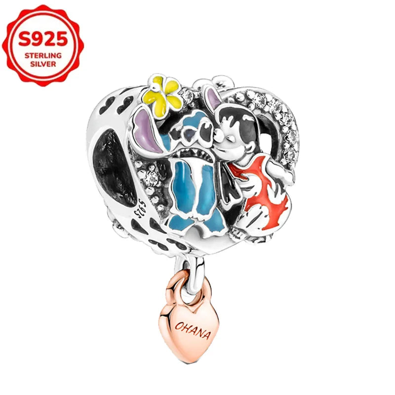 Disney 925 Sterling Silver Beads – Mickey, Stitch, Princess, Cinderella Charms for DIY Bracelets - Image 15