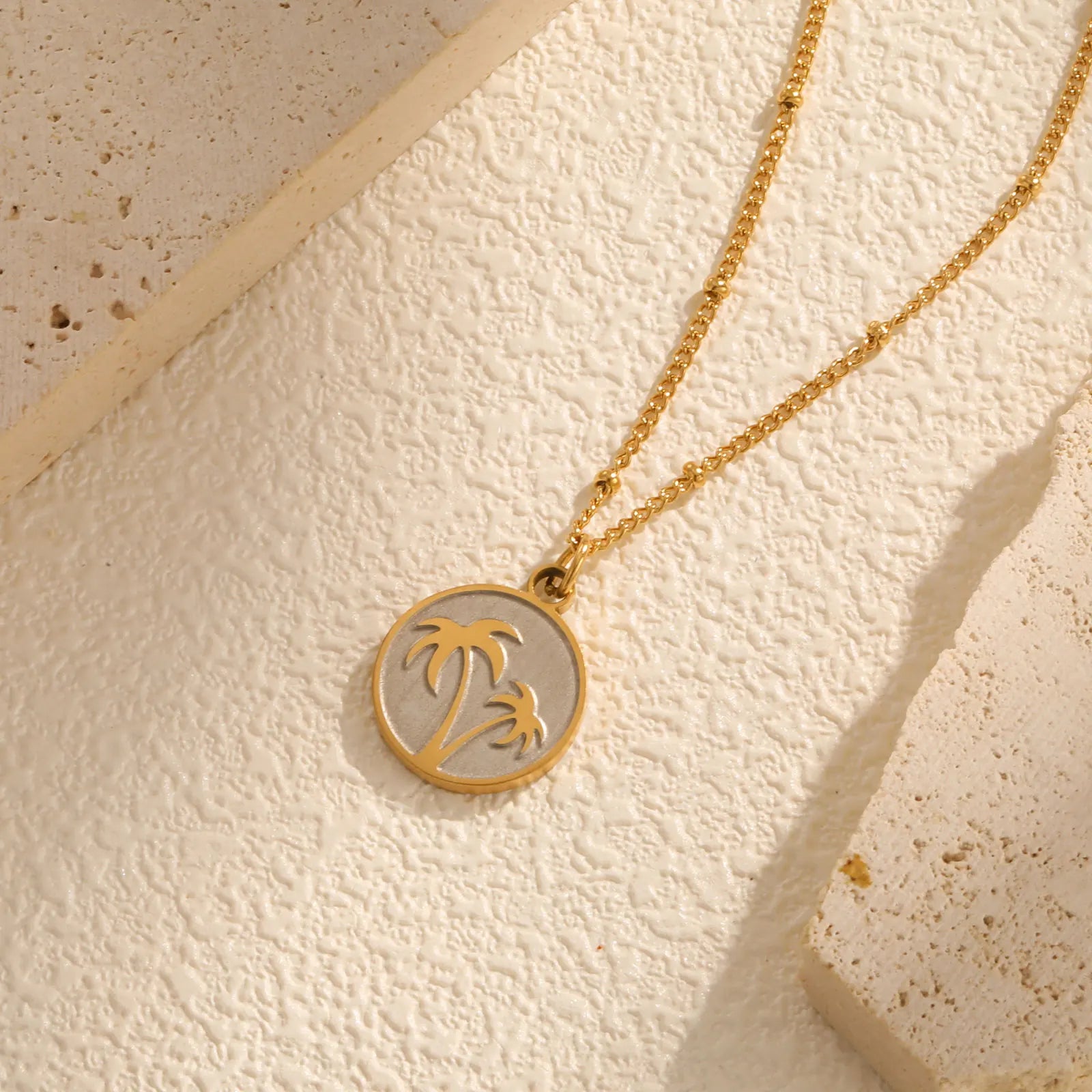 Summer Coconut Tree Pendant Necklace – Stainless Steel Beach Jewelry for Women - Image 4