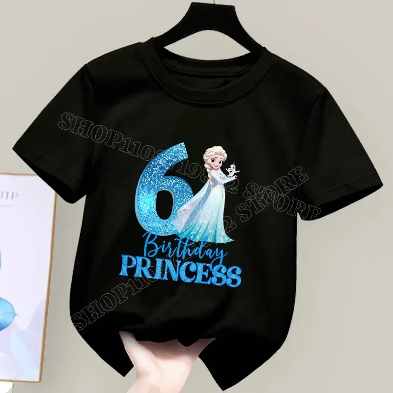 Frozen Elsa Birthday T-Shirt – Cute Cotton Tee for Girls Ages 1–9 - Image 2