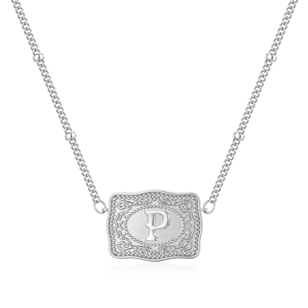 Trendy Initial Letter Pendant Necklace – Personalized Belt Buckle Style Y2K Jewelry for Women - Image 29