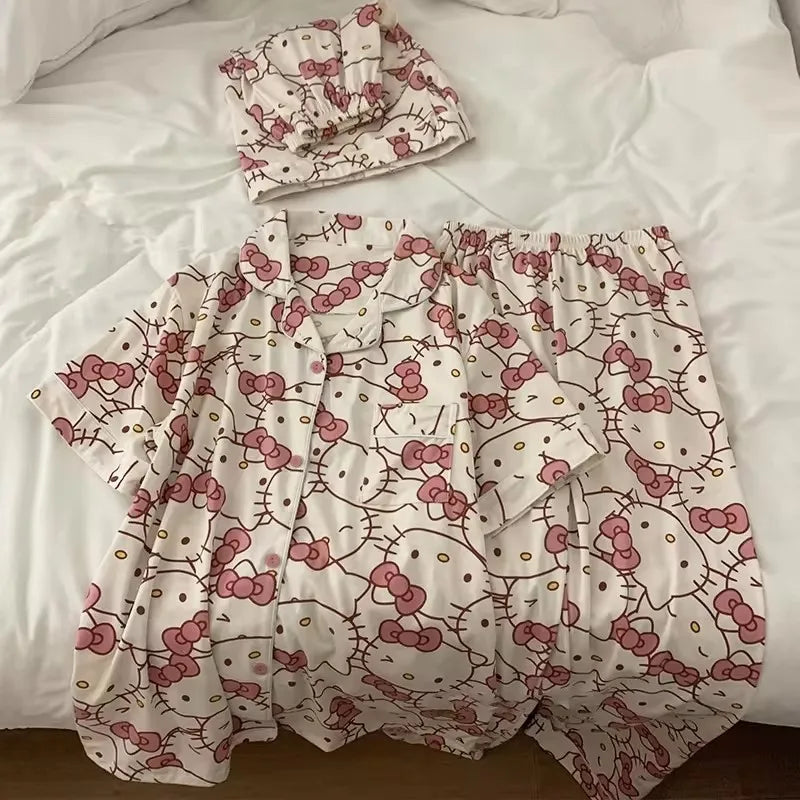 Sanrio Hello Kitty Pajama Set – Kawaii Anime Sleepwear for Girls (Long & Short Options) - Image 5